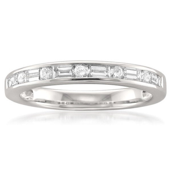 Round And Baguette Diamond Wedding Band
 Shop Montebello 14k White Gold 1 2ct TDW Baguette and