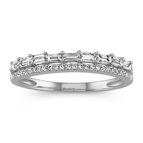 Round And Baguette Diamond Wedding Band
 Baguette & Round Diamond Wedding Band