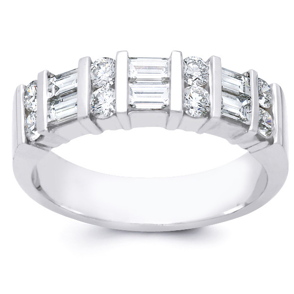 Round And Baguette Diamond Wedding Band
 Round and Baguette Diamond Wedding Band