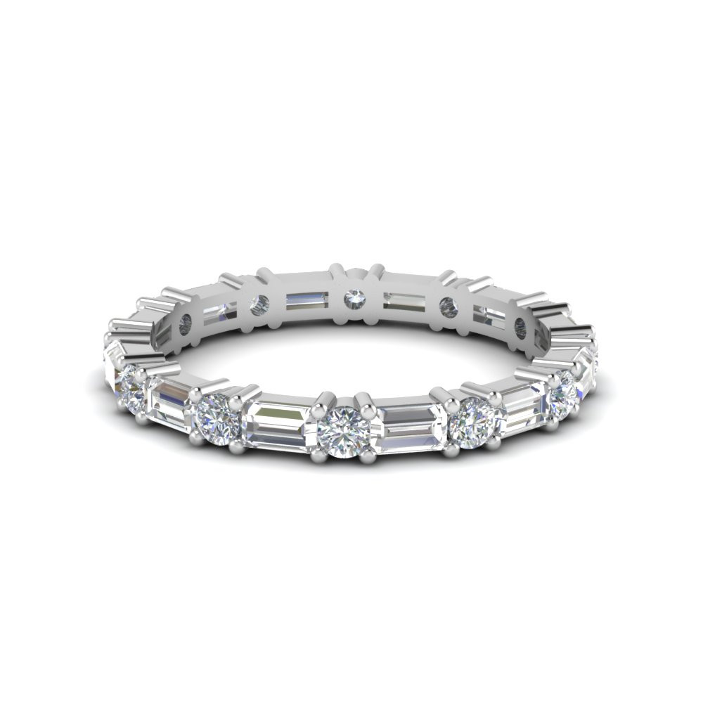 Round And Baguette Diamond Wedding Band
 1 25 Ct Baguette And Round Diamond Eternity Band In 950