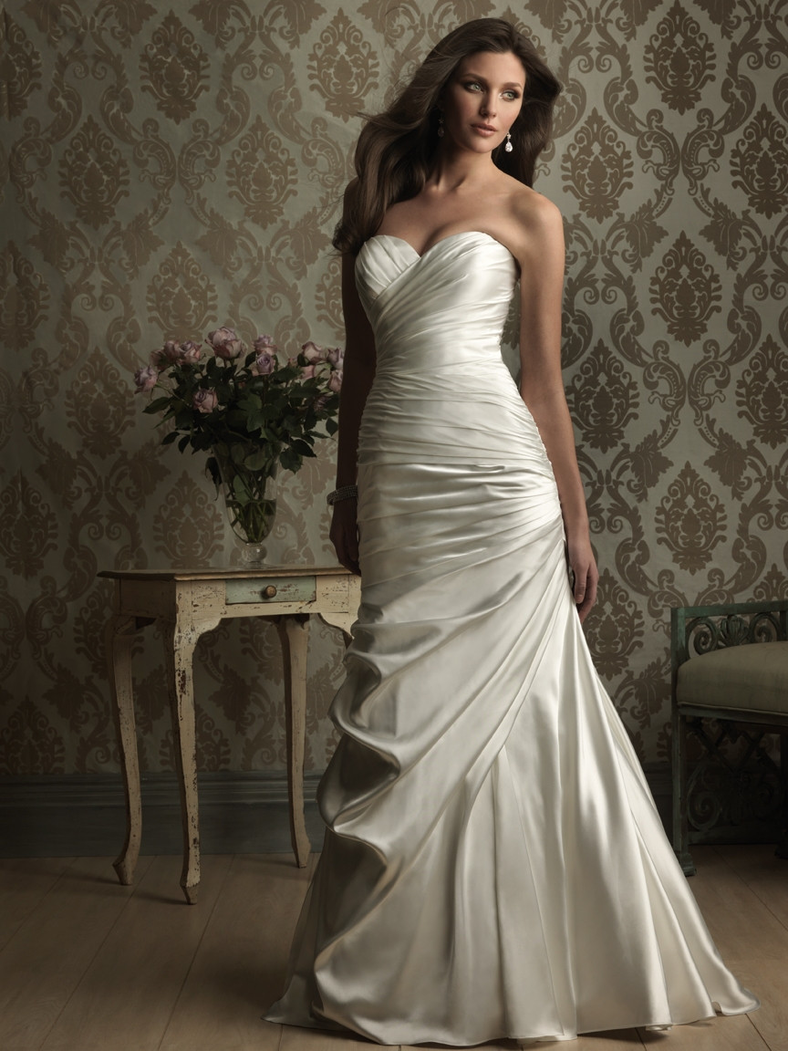 Ruched Wedding Gowns
 2014 Ivory sweetheart f Shoulder Mermaid Full length