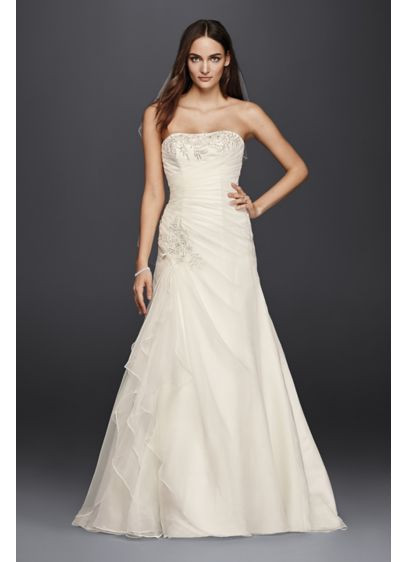 Ruched Wedding Gowns
 Petite Ruched A Line Wedding Dress with Appliques