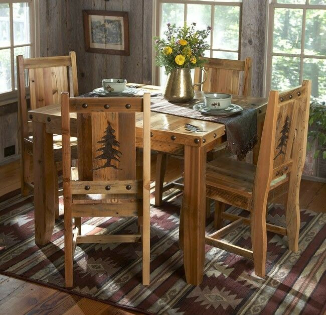 Rustic Kitchen Furniture
 Rustic Kitchen Table Set Country Western Log Cabin Wood