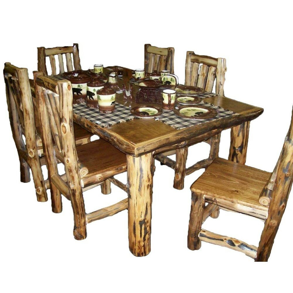 Rustic Kitchen Furniture
 Rustic Kitchen Table Set Country Western Log Cabin Wood