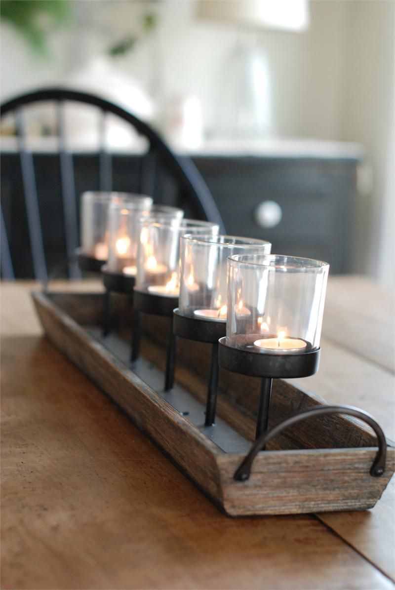 Rustic Kitchen Table Centerpieces
 Rustic Wood Centerpiece Votive Holder kitchen table or