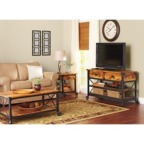 Rustic Living Room Table Sets
 Vintage Rustic Furniture TV Stand Living Room Coffee Side