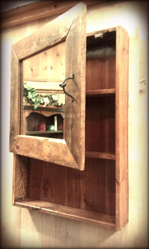 Rustic Wall Cabinet For Bathroom
 Rustic Barn Wood Medicine Cabinet w Mirror by