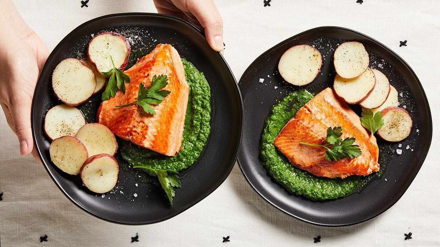 Salmon Dinners For Two
 A 20 minute salmon dinner for two that tastes as great as