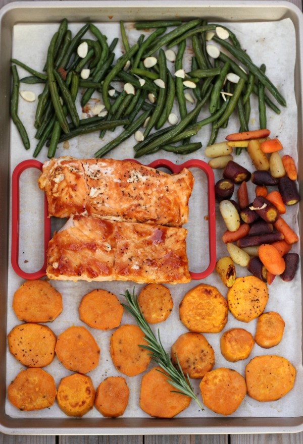 Salmon Dinners For Two
 Me and My Pink Mixer BBQ Salmon Sheet Pan Dinner for Two
