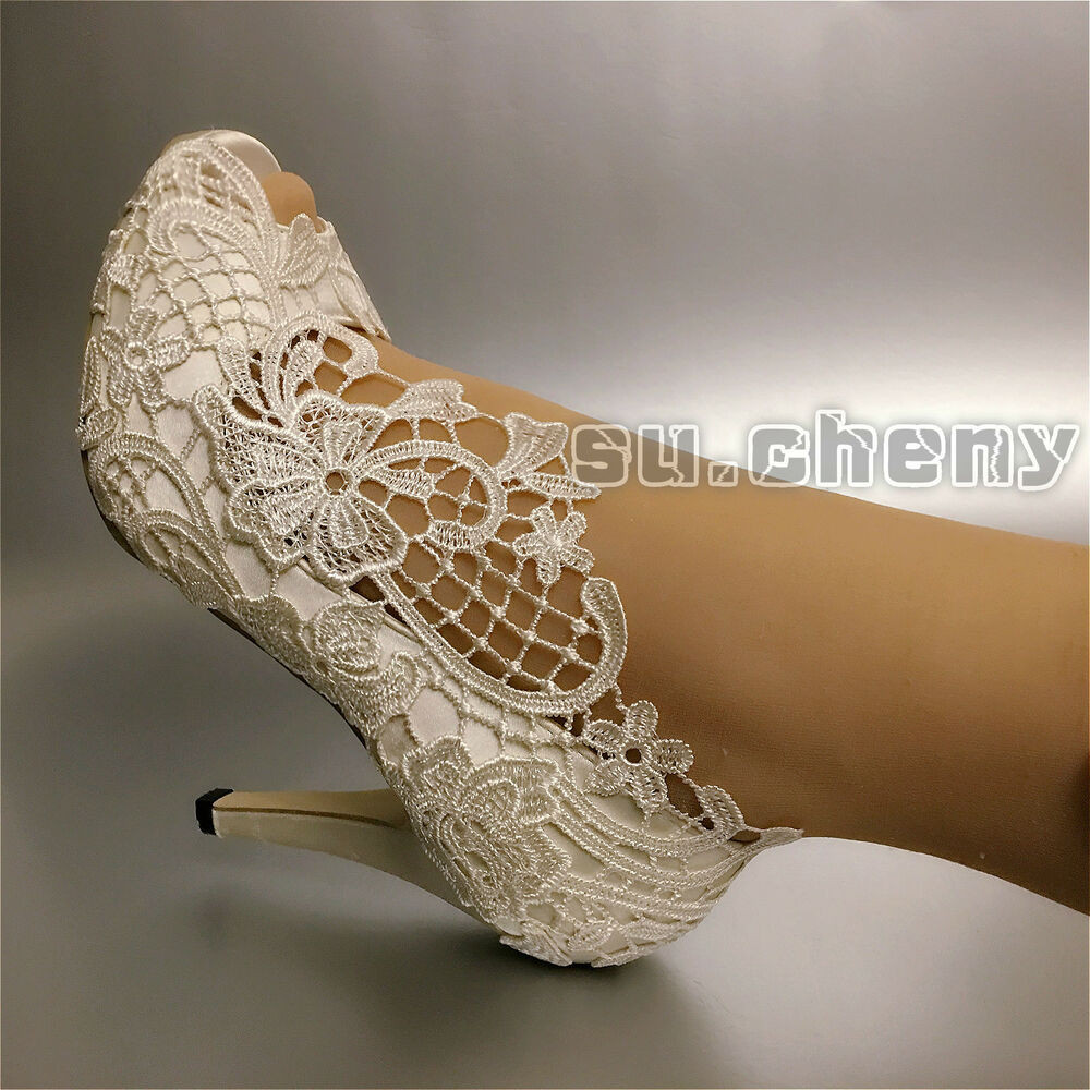 Satin Ivory Wedding Shoes
 3” 4" Silk satin white ivory bow Wedding shoes open toe