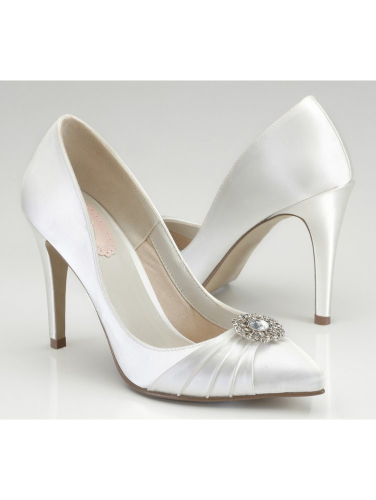 Satin Ivory Wedding Shoes
 Honey Pink By Paradox Ivory Satin high 10cm heel wedding shoes