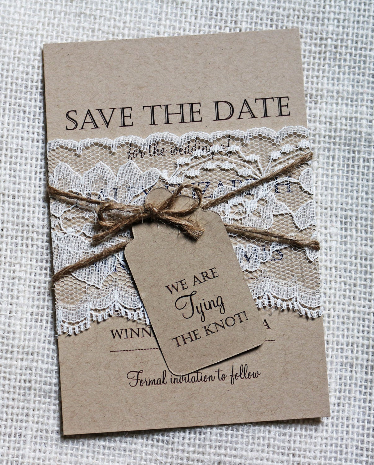 Save The Date And Wedding Invitations
 Lace Wedding Save the Date Save the Dates Rustic Wedding