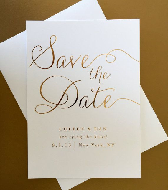 Save The Date And Wedding Invitations
 Goud folie bruiloft slaan de datum moderne elegante