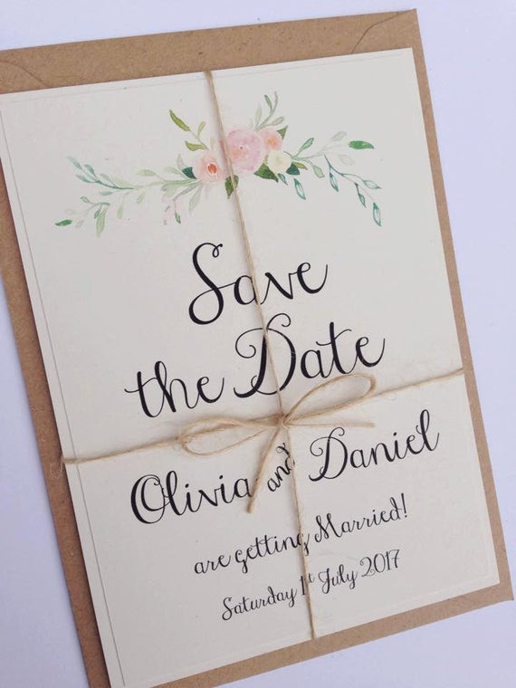Save The Date And Wedding Invitations
 Rustic Floral Save the date Wedding Invitation