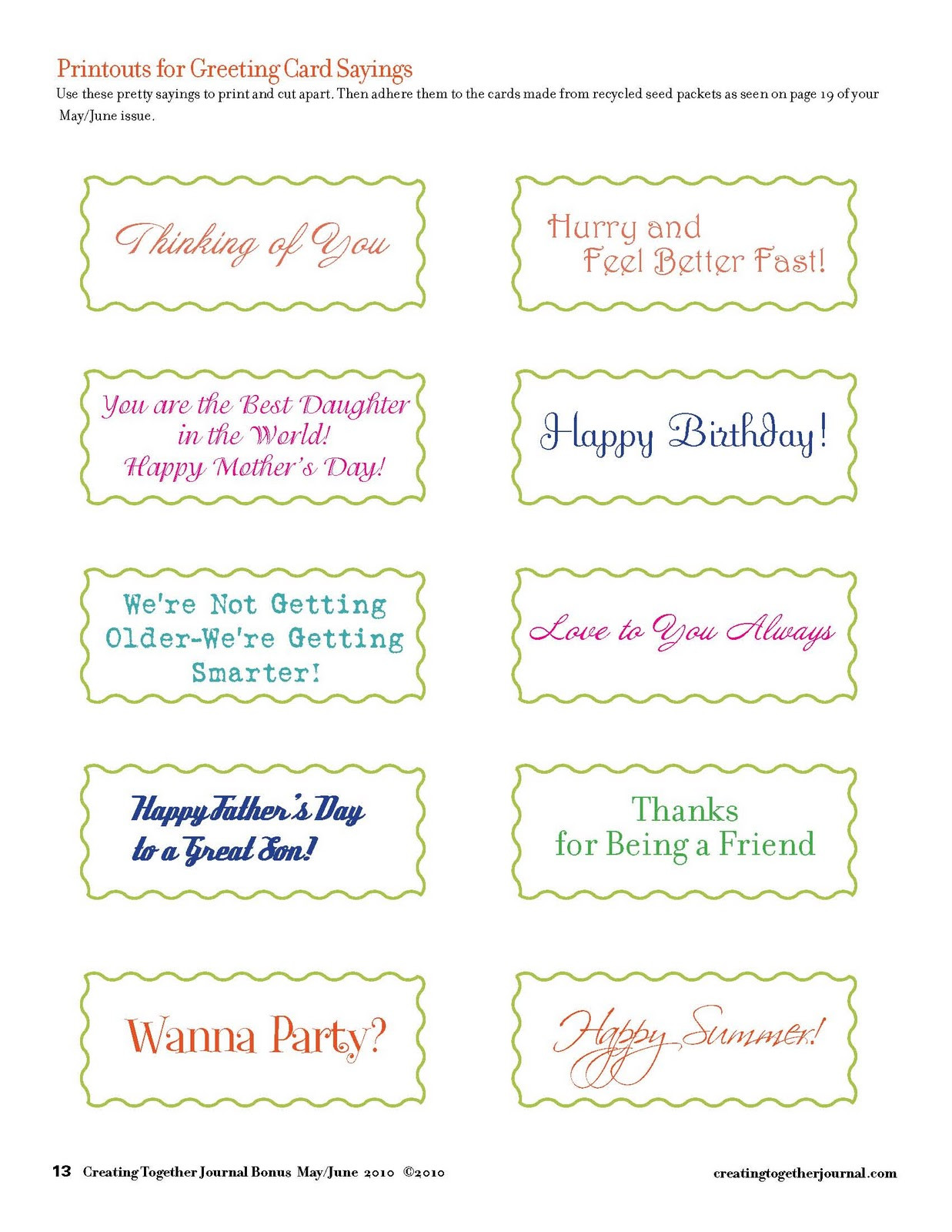 Sayings For Birthday Cards
 Creating To her Journal Printouts for Greeting Card Sayings