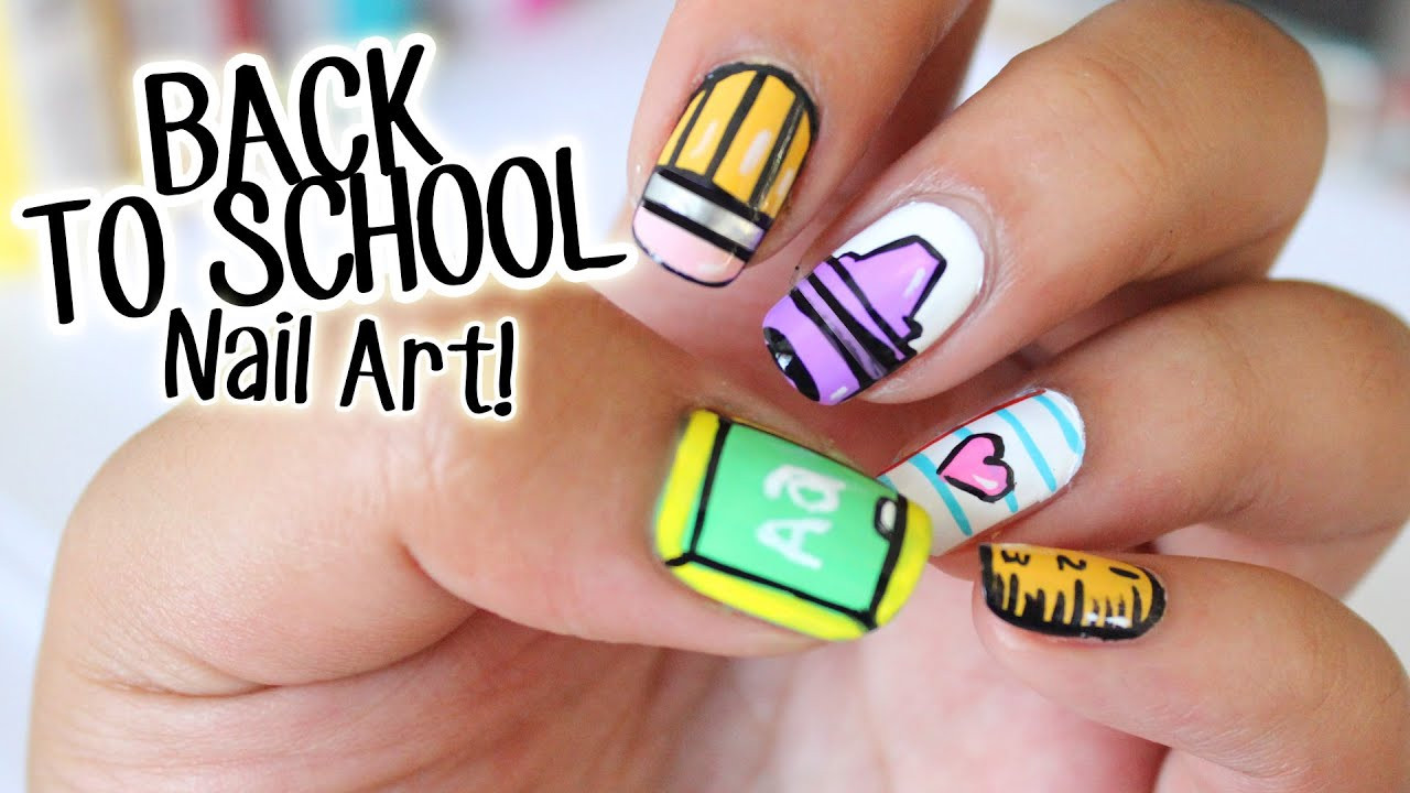 School Nail Designs
 BACK TO SCHOOL Nail Art ♥ 5 Easy Designs Part 1