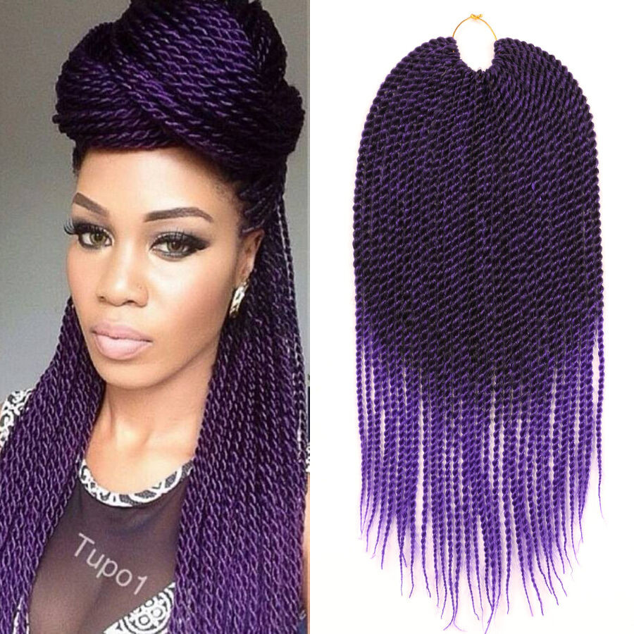 Senegal Twist Crochet Hairstyles
 18" Crochet Braids Kanekalon Braiding Hair Ombre Purple