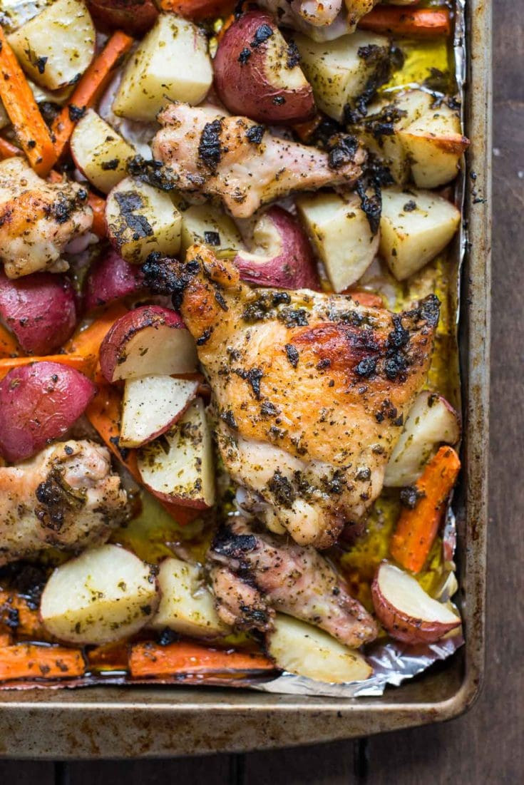 Sheet Pan Chicken Thighs And Veggies
 Sheet Pan Pesto Chicken and Ve ables