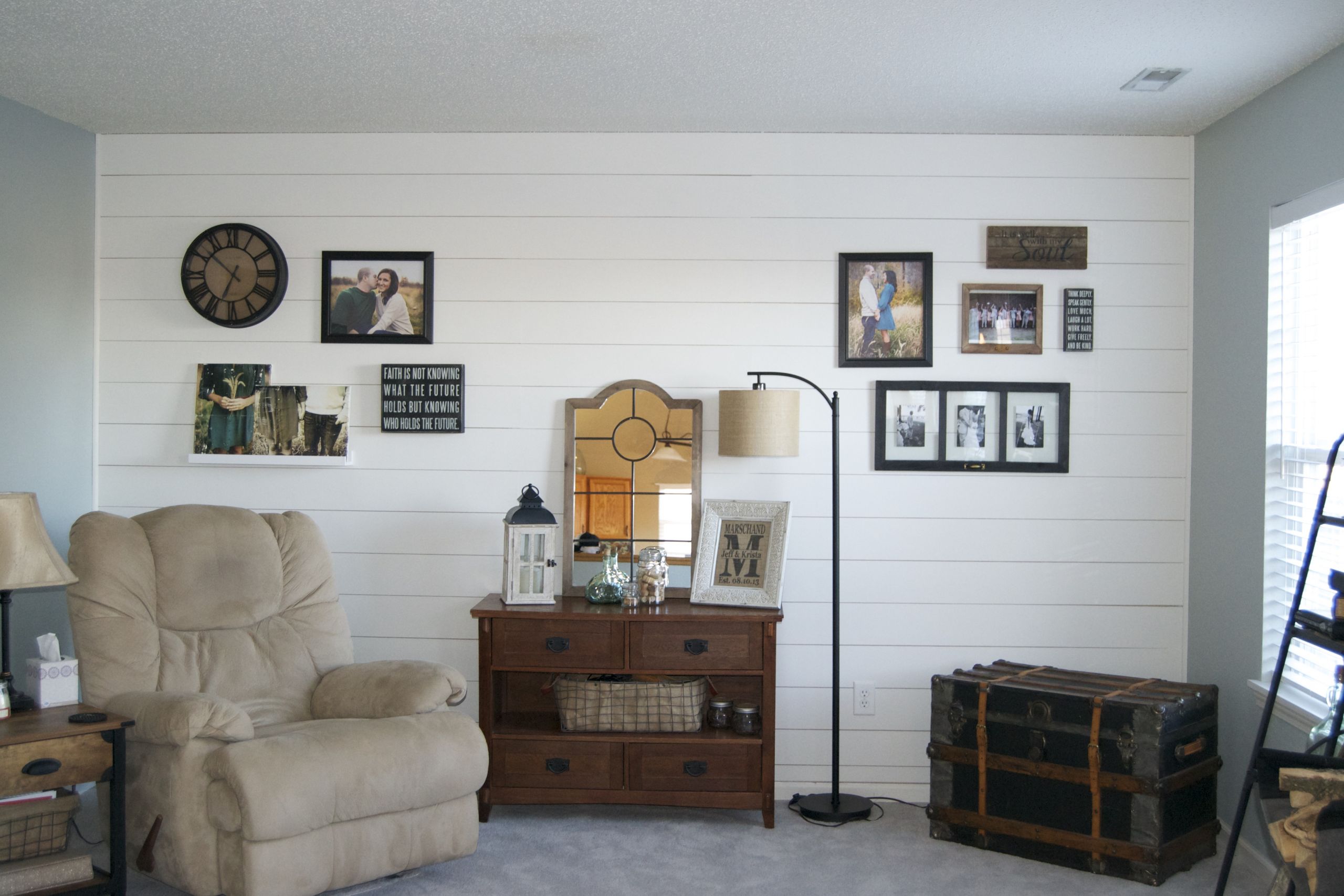 Living Room With An Accent Shiplap Wall