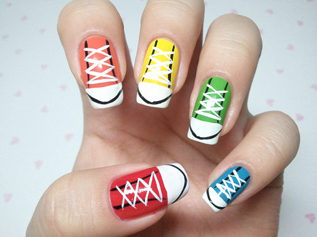 Shoes Nail Art
 This Sneakers Nail Art is the Cutest Thing Ever AllDayChic