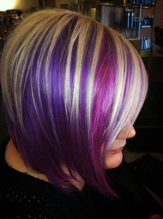 Short Hairstyles With Purple Highlights
 blonde and purple highlights on brown hair Google Search