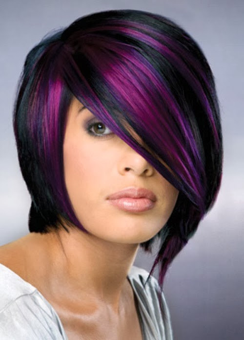 Short Hairstyles With Purple Highlights
 Purple highlights for short hair