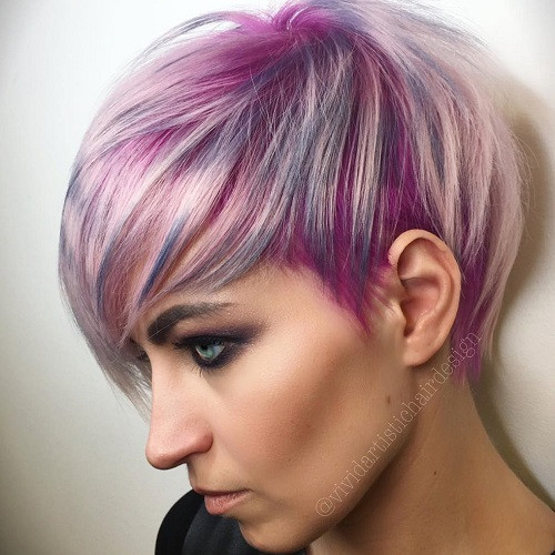 Short Hairstyles With Purple Highlights
 Blonde Red Brown Ombre ed and Highlighted Pixie Cuts