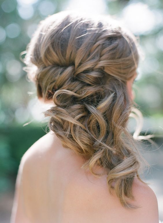 Side Curls Hairstyles For Wedding
 braided side swept medium hair with curly tips
