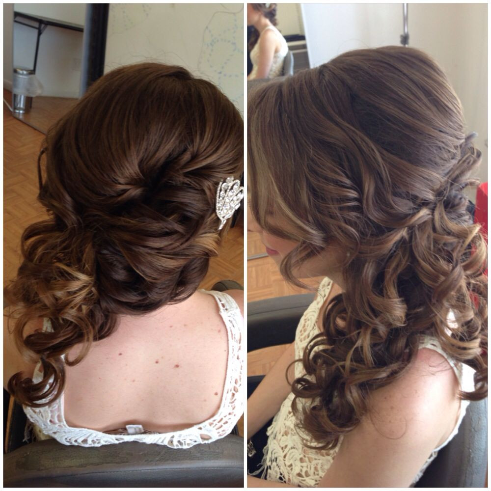 Side Curls Hairstyles For Wedding
 Bridal hair wedding hair side swept updo side ponytail