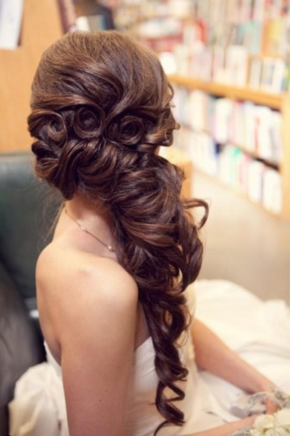 Side Curls Hairstyles For Wedding
 Gorgeous Long Wedding Hairstyle ♥ Wavy Long And Side Swept