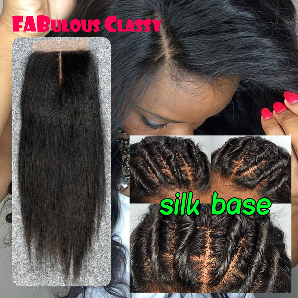 Silk Base Closures With Baby Hair
 Malaysian Silk Base Closure Straight Silk Closure 3 Part