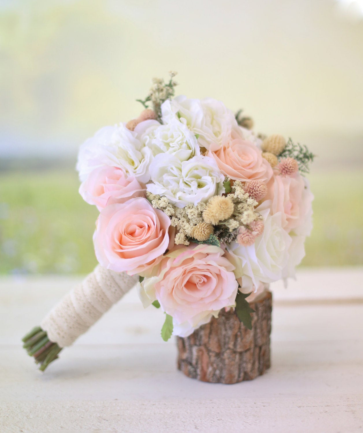 Silk Flower Wedding Bouquets
 Silk Bridal Bouquet Wildflowers Pink Roses Baby s by