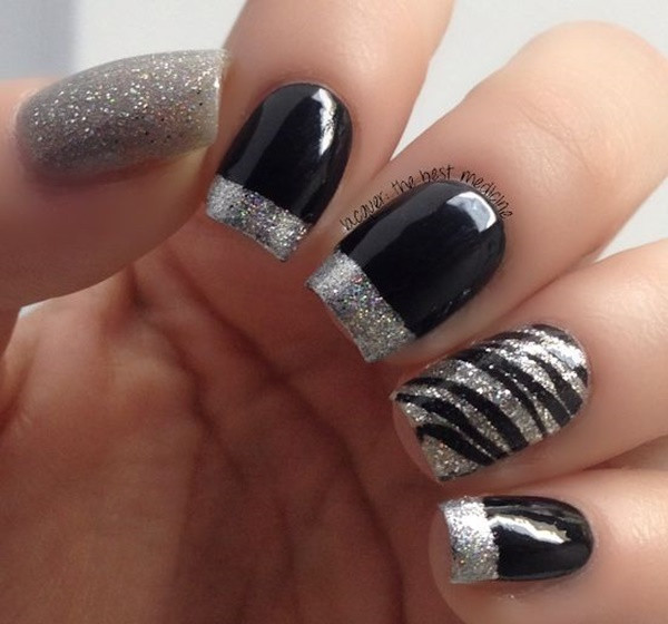 Silver And Black Nail Designs
 40 Classy Black Nail Art Designs for Hot Women