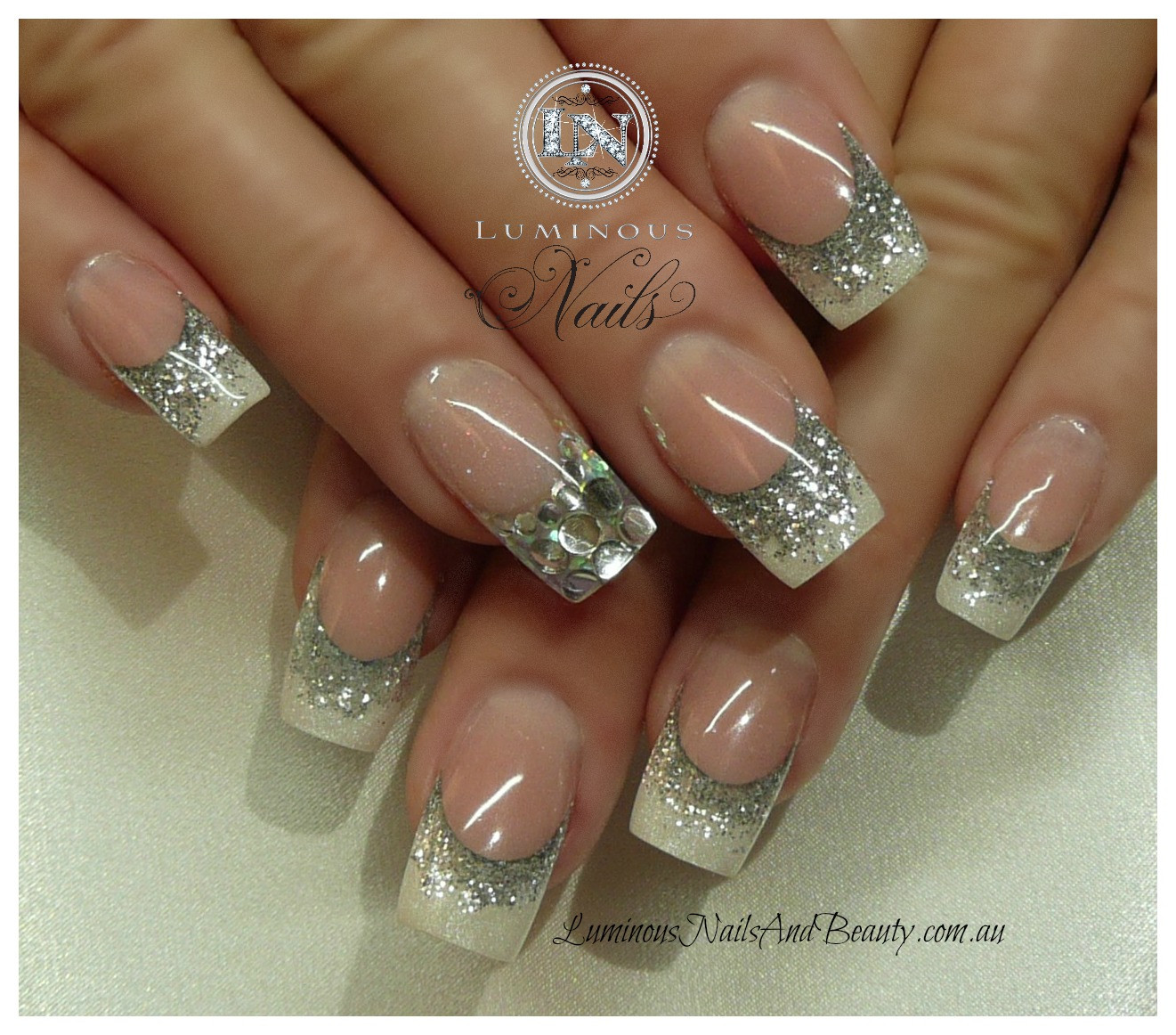 Silver Glitter Tip Nails
 Luminous Nails September 2012