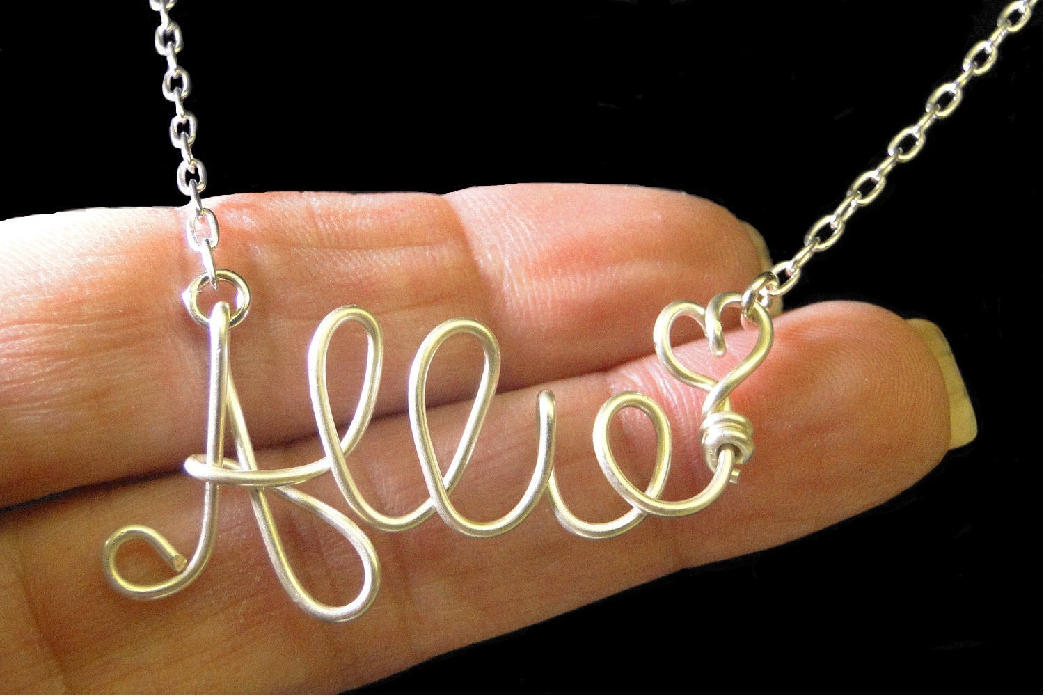 Silver Name Necklace
 Personalized Sterling Silver Wire Name Necklace Personalized