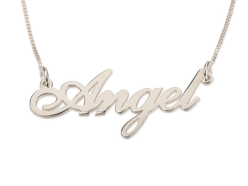 Silver Name Necklace
 Sterling Silver Cursive Name Necklace