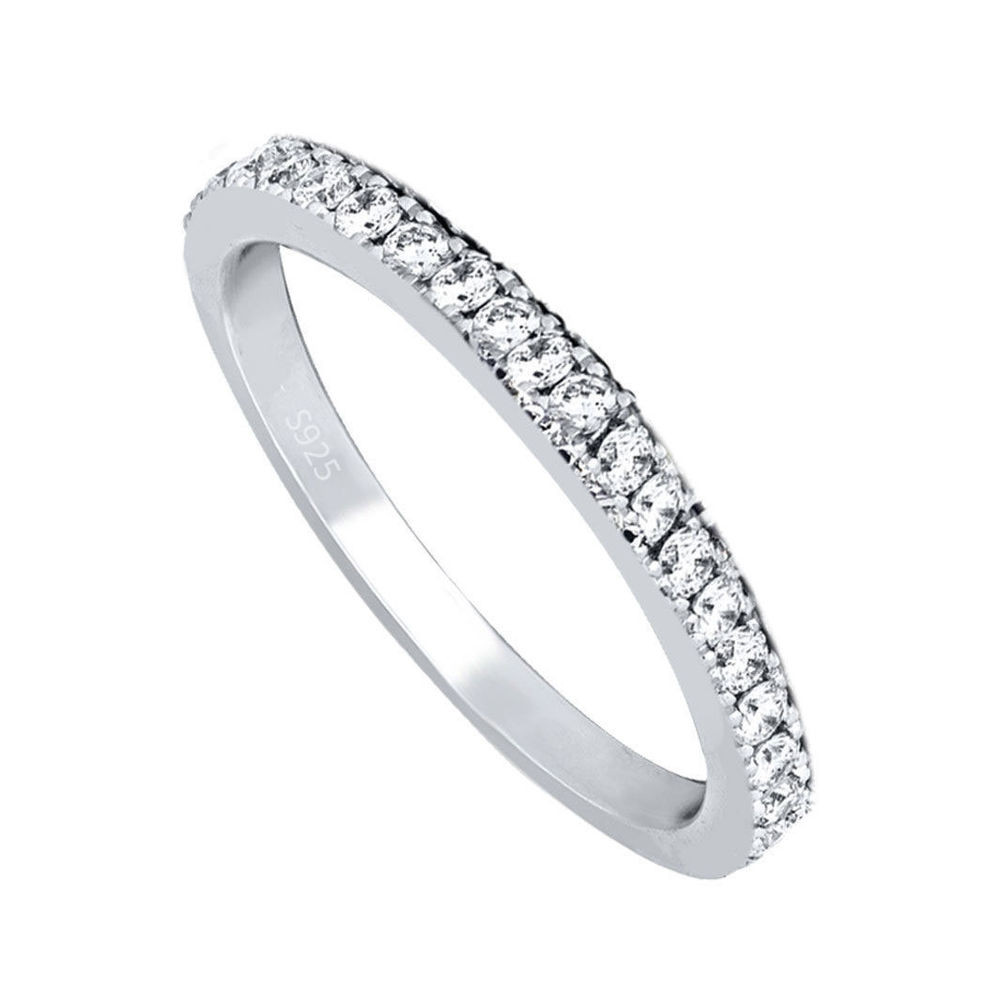 Silver Wedding Bands For Women
 Women s 925 Solid Sterling Silver CZ Anniversary Wedding