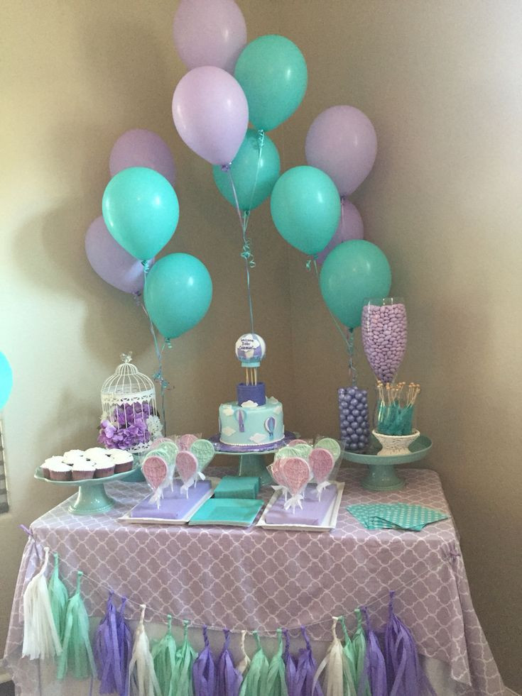 Simple Decor For Baby Shower
 Mint and lavender baby shower Baby shower ideas