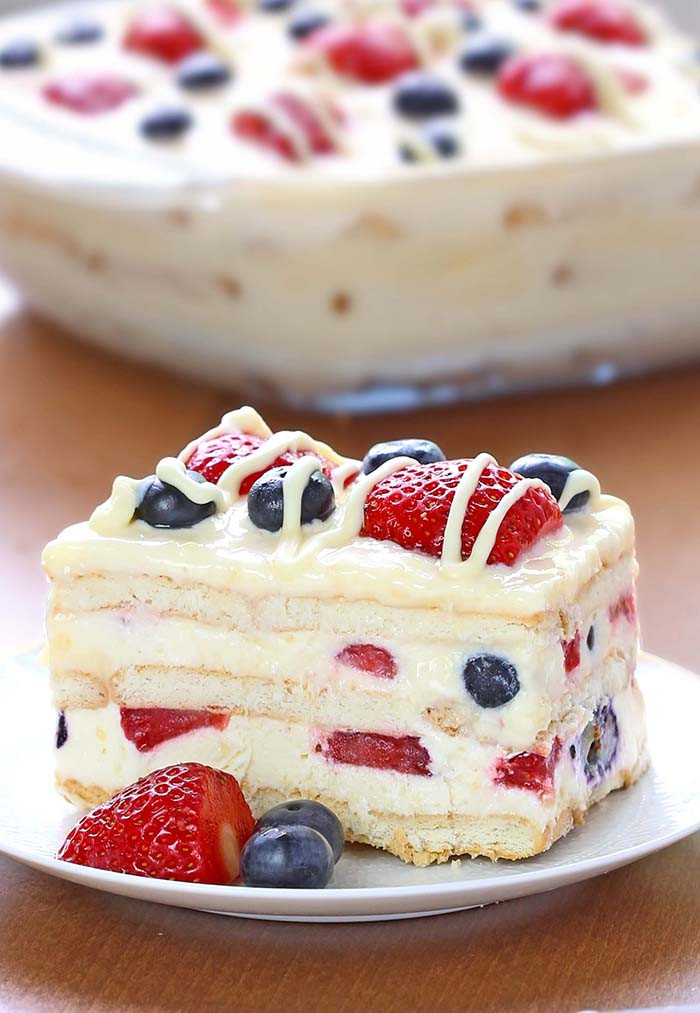 Simple Dessert Recipes
 No Bake Summer Berry Icebox Cake Cakescottage
