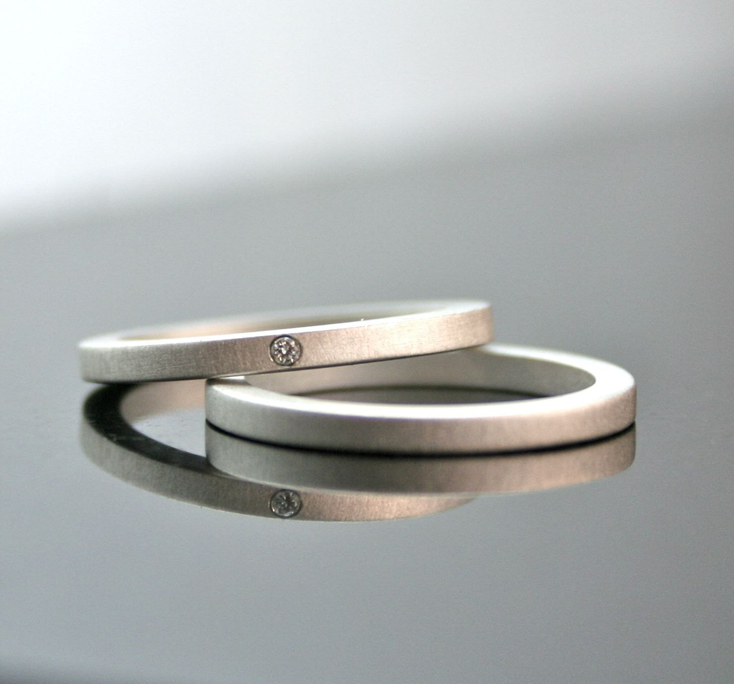 Simple Wedding Ring Sets
 e Tiny Diamond Ring Set Simple Wedding Rings by CocoandChia