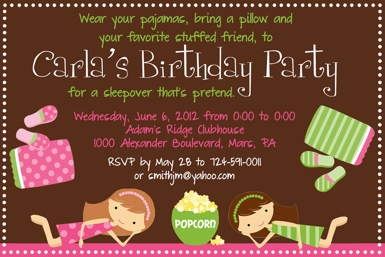 Sleepover Birthday Party Invitations
 Sleepover Birthday Party Invitation Printable by