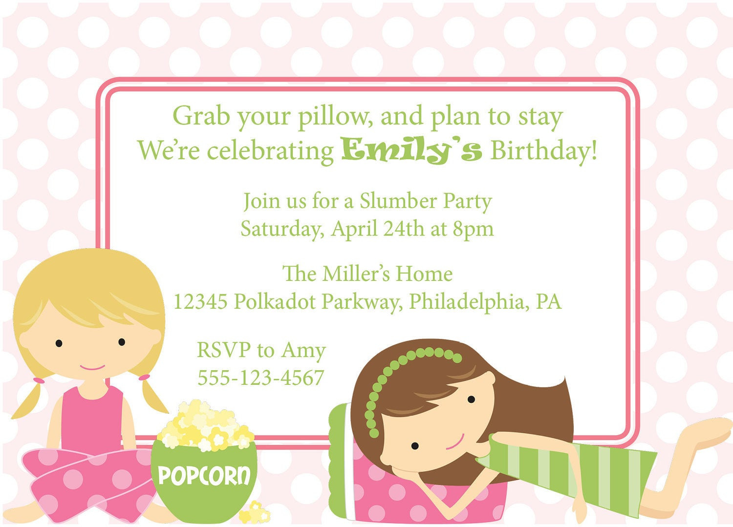 Sleepover Birthday Party Invitations
 Slumber Party Invitation Sleepover Invite Birthday Party Girls