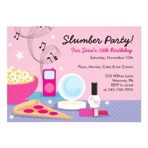Sleepover Birthday Party Invitations
 Slumber Party Birthday Invitations 5" X 7" Invitation Card