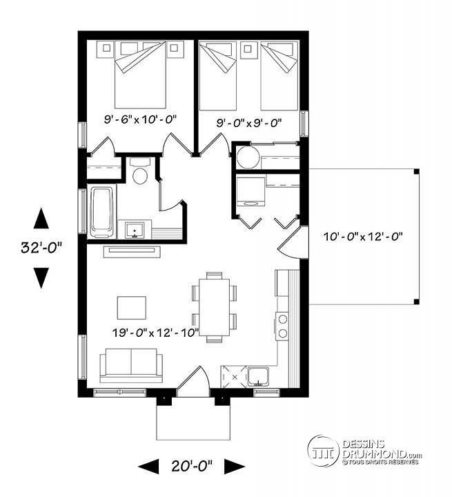 Small 2 Bedroom House
 Plan de maison unifamiliale Maxence No 1910 BH in 2019
