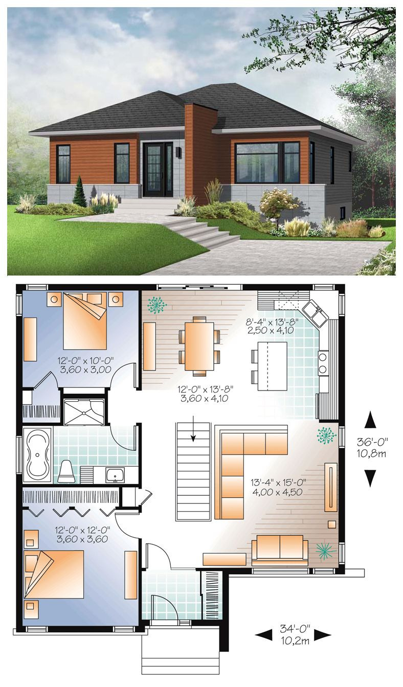 Small 2 Bedroom House
 Modern Style House Plan with 2 Bed 1 Bath in 2019