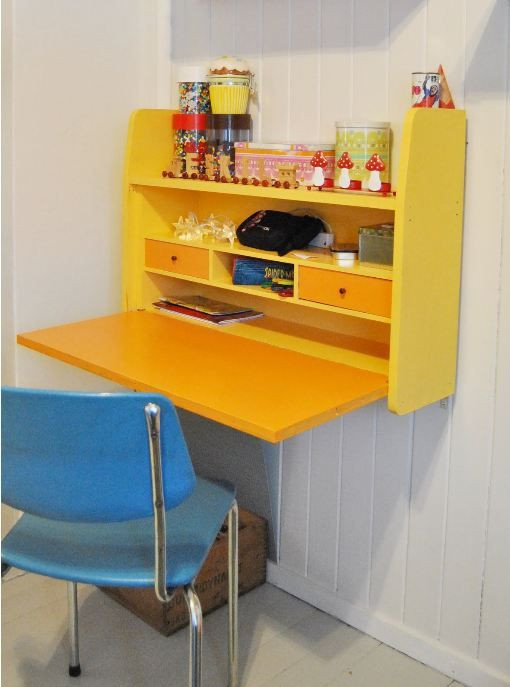 Small Desk For Kids Room
 Yellow hanging wall desk perfect for small kids room