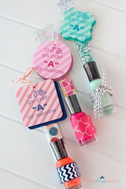 Small Gift Ideas For Girls
 Cute and inexpensive nail polish and file favors for a
