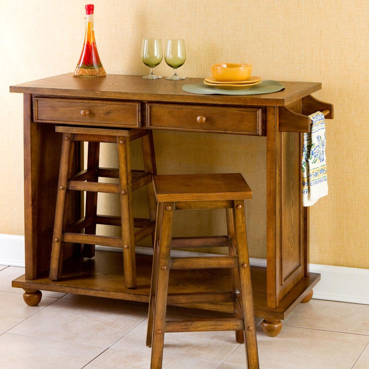Small Kitchen Table With Stools
 Small kitchen Here s a space saving solution
