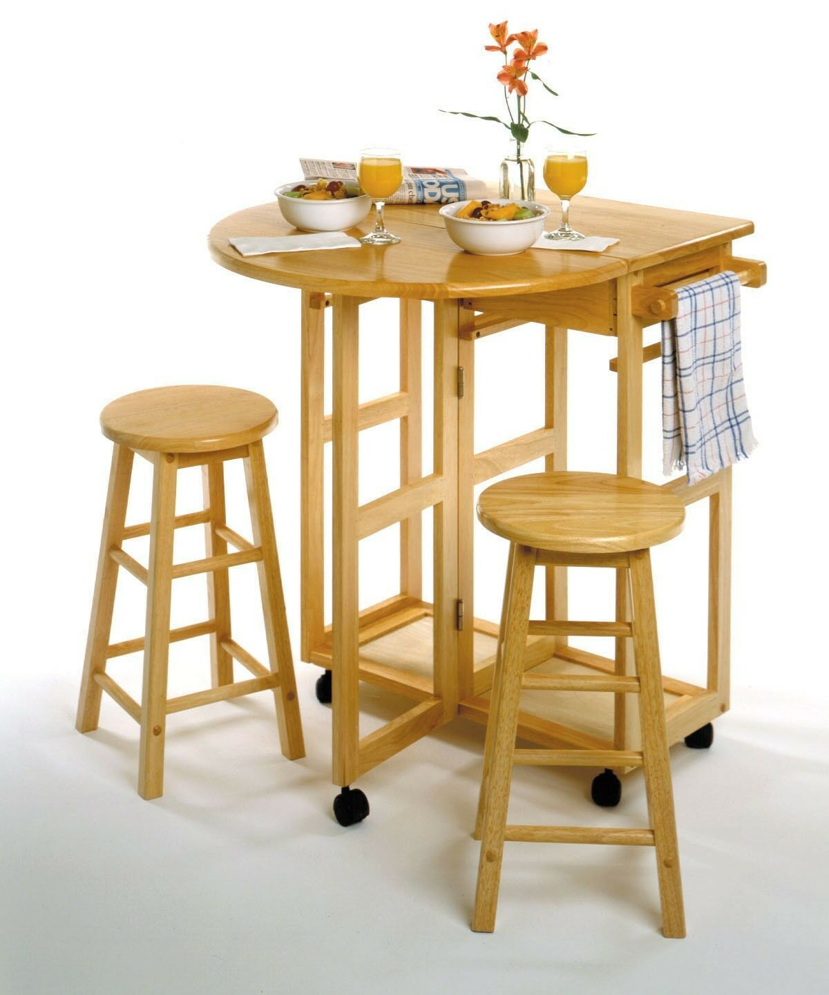 Small Kitchen Table With Stools
 Small Dining Table 3 Piece Drop Leaf Counter Bar Stool
