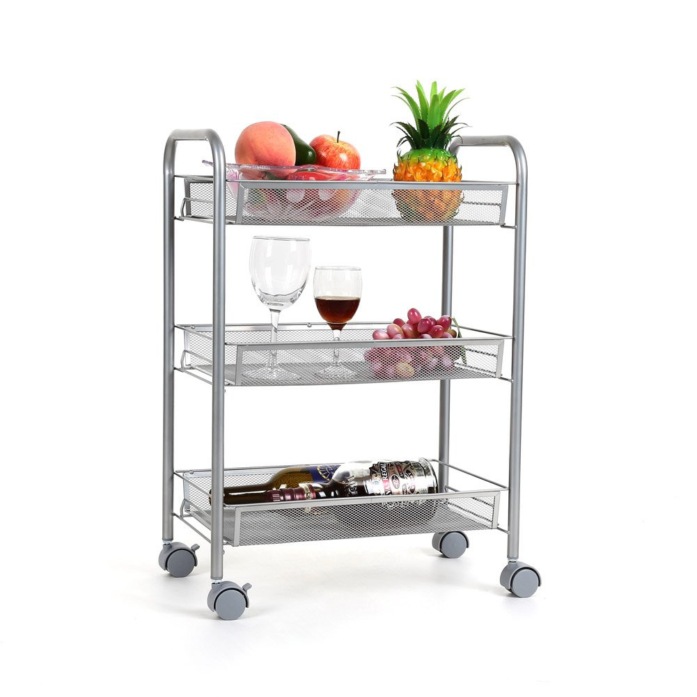 Small Rolling Kitchen Cart
 Small Serving Cart Mesh Wire Rolling Cart Multifunction